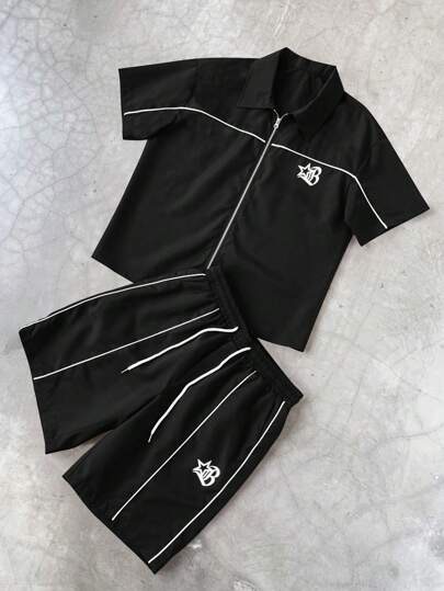 Conjunto preto camisa e shorts